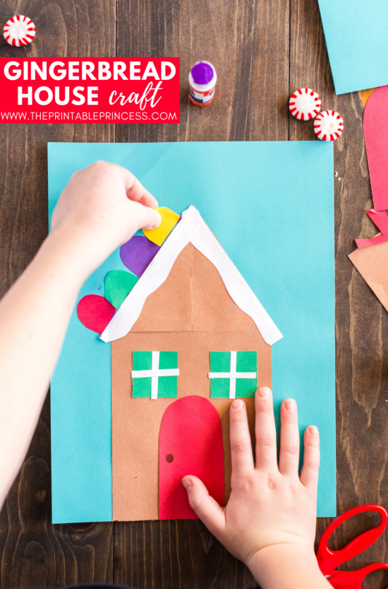This gingerbread house craft is perfect for the month of December. It works well as an at-home craft, or as part of your gingerbread activities for Kindergarten or first grade. This is a total DIY craft. There's no tracers needed. Students make simple cuts and round corners to create this fun and festive gingerbread house craft. 
