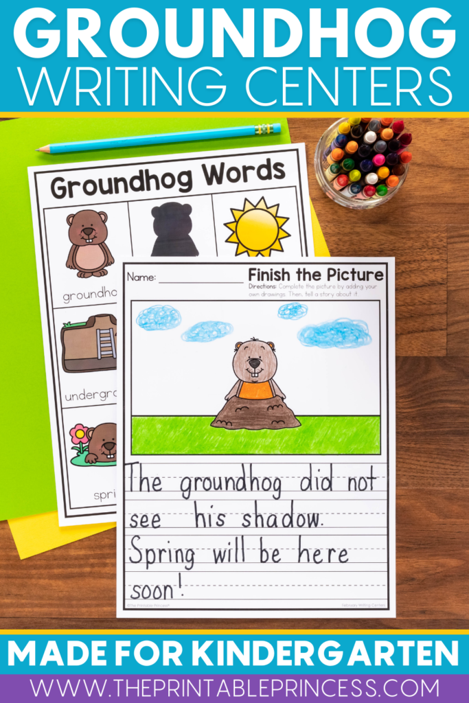 Groundhog Day writing centers for kindergarten