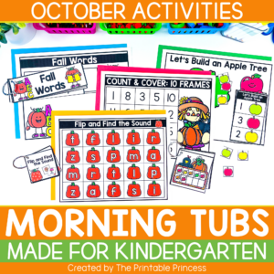 October Morning Work Tubs | Fall Morning Work for Kindergarten