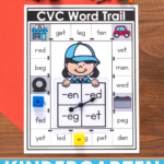 CVC trail game freebie for kindergarten