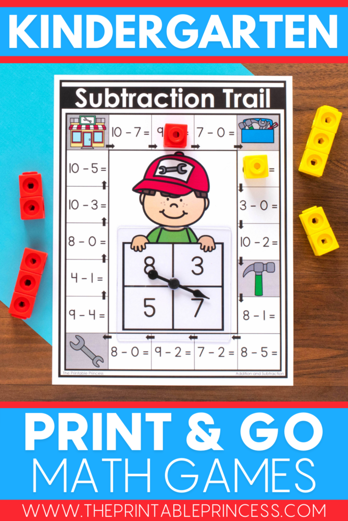Subtraction math game for kindergarten