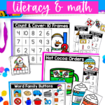 January Math and Literacy Morning Tubs for Kindergarten