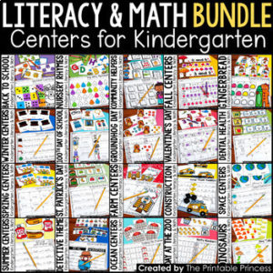 Kindergarten themes for the year centers bundle