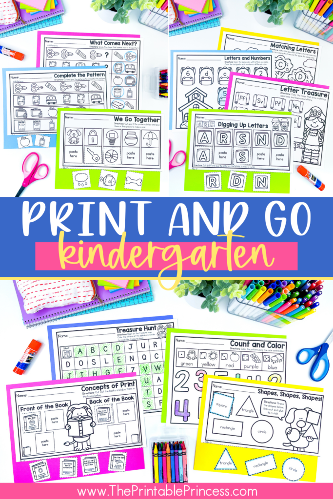 Print and Go Math and Literacy Kindergarten Learning Activities