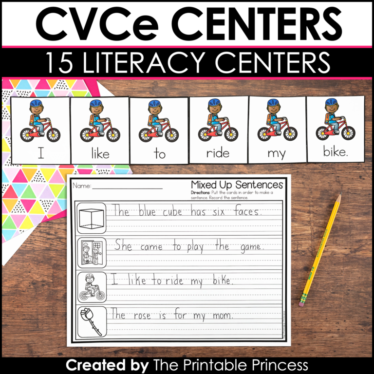 Kindergarten Literacy Centers: CVCe Centers
