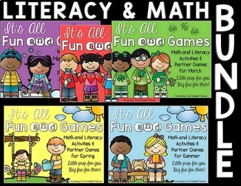 Kindergarten Literacy & Math Games BUNDLE {Includes Winter & Spring Activities}