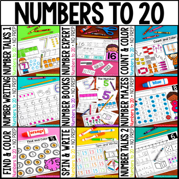 Number Sense Activities for Kindergarten | Numbers 1-20 NO PREP BUNDLE