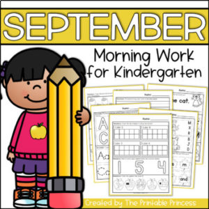 September morning work for Kindergarten