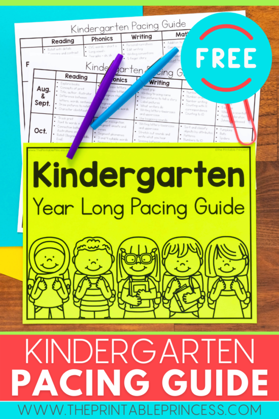 Free Kindergarten Pacing Guide