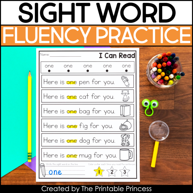 Kindergarten Sight Word Fluency Practice