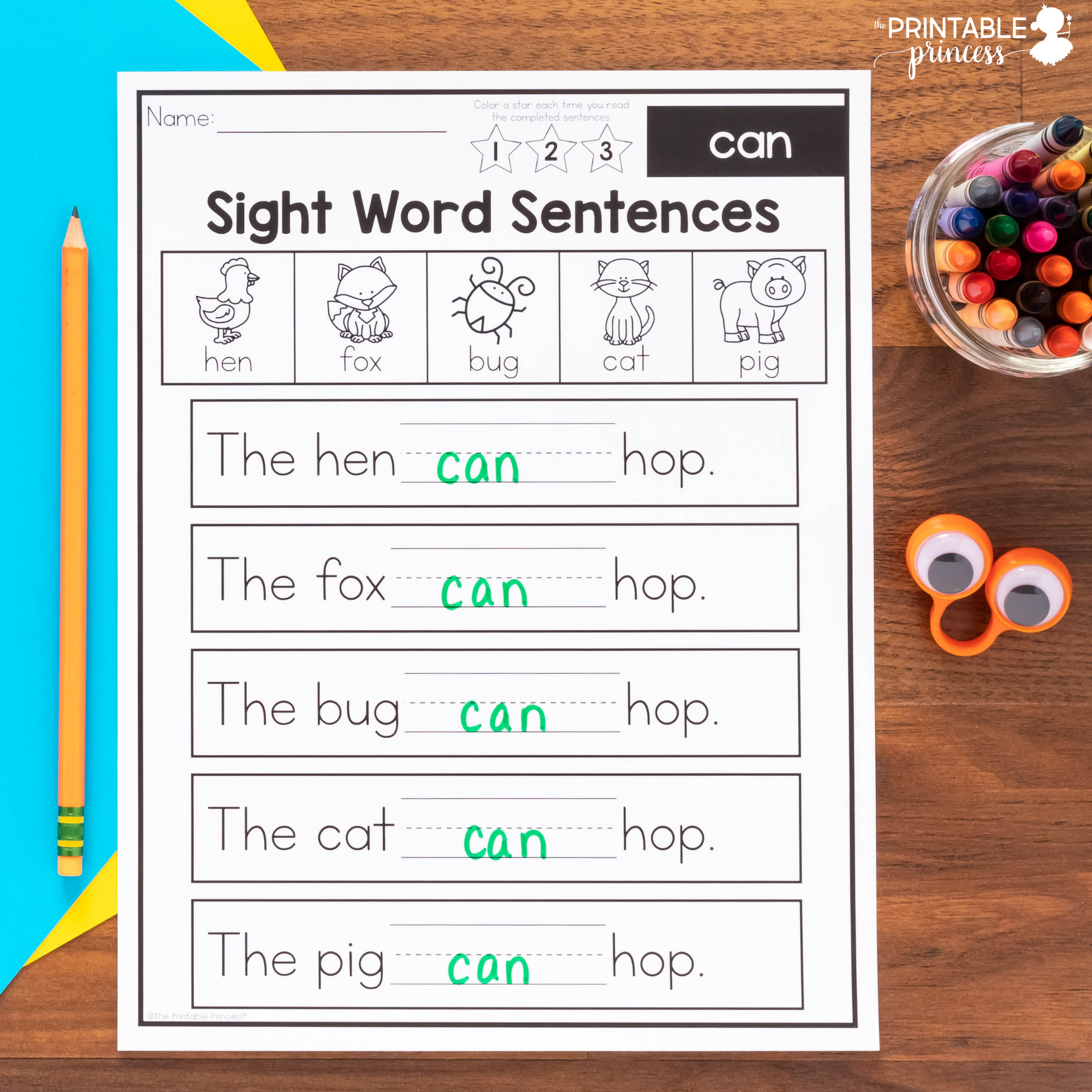 Kindergarten Sight Word Sentences - The Printable Princess