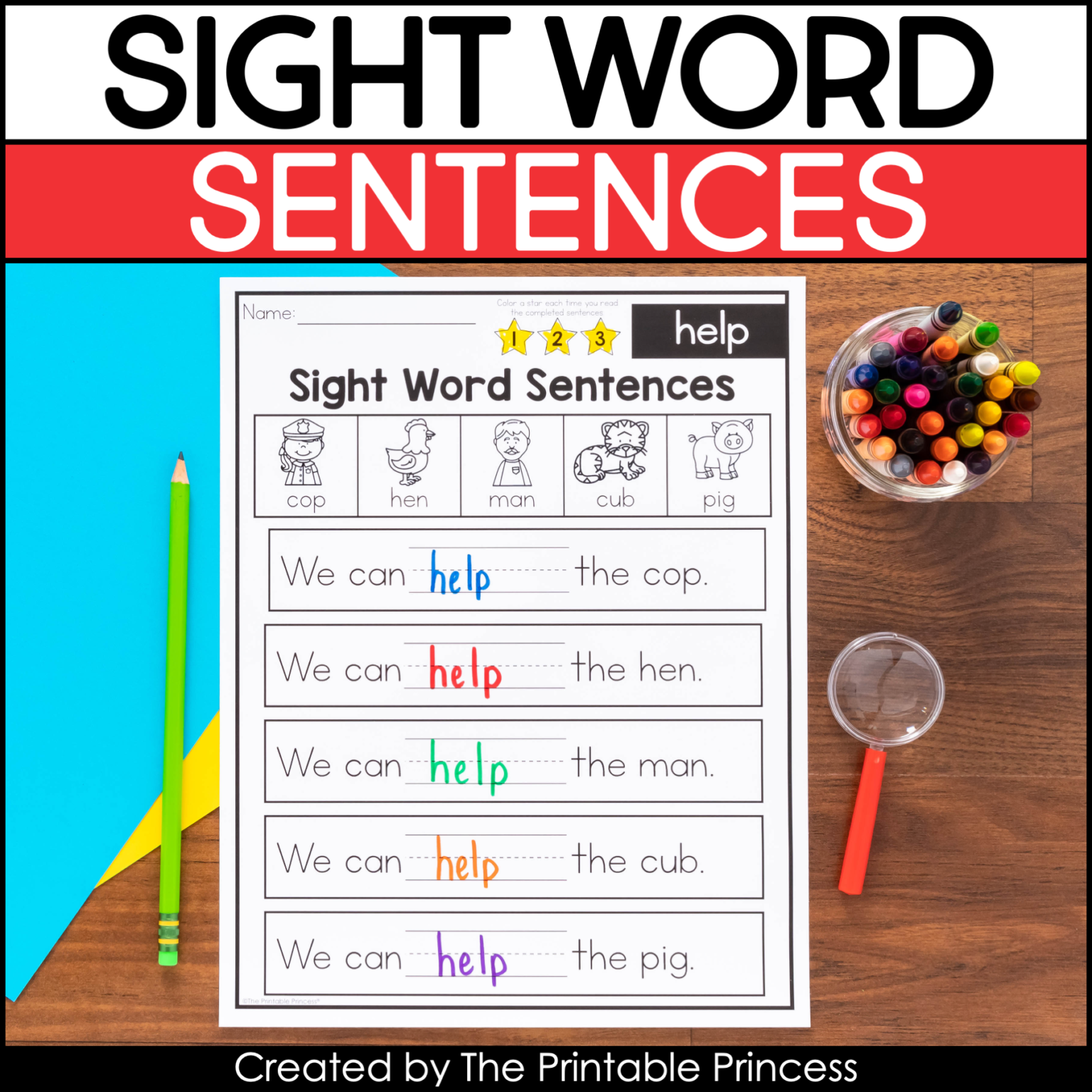 Kindergarten Sight Word Sentences Worksheets Free