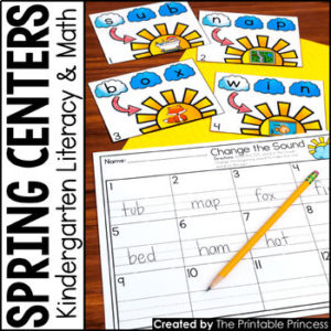 Kindergarten Spring Centers for Math and Literacy Activities
