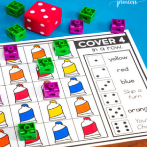 dice game for teaching colors
