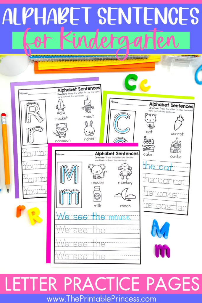 I can write alphabet sentences activities for kindergarten