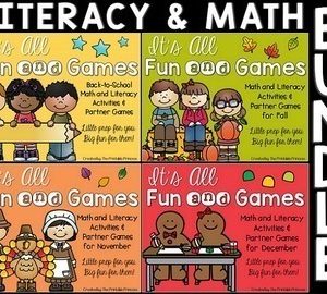 Literacy and Math Centers and Games for Kindergarten | Bundle #1