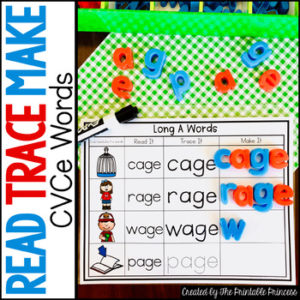 Long Vowel CVCE Word Work - Read It, Trace It, Make It