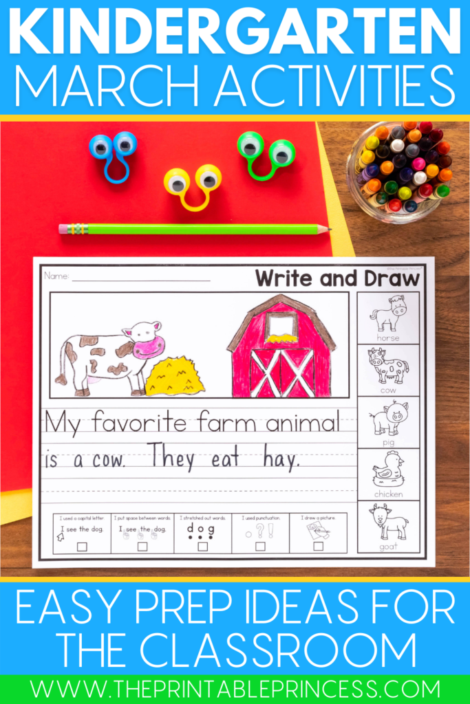 March farm-themed writing prompts for kindergarten