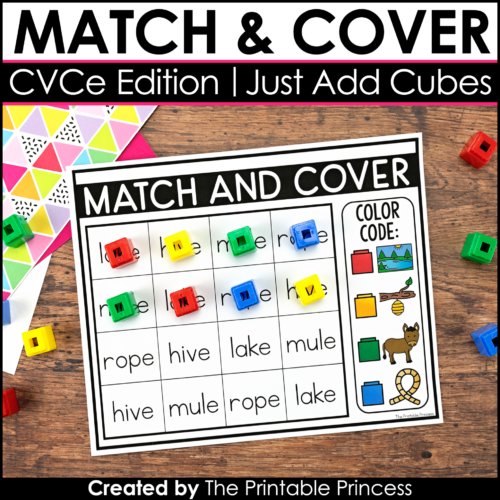 Match and Cover {CVCe Center to teach CVCe Words}