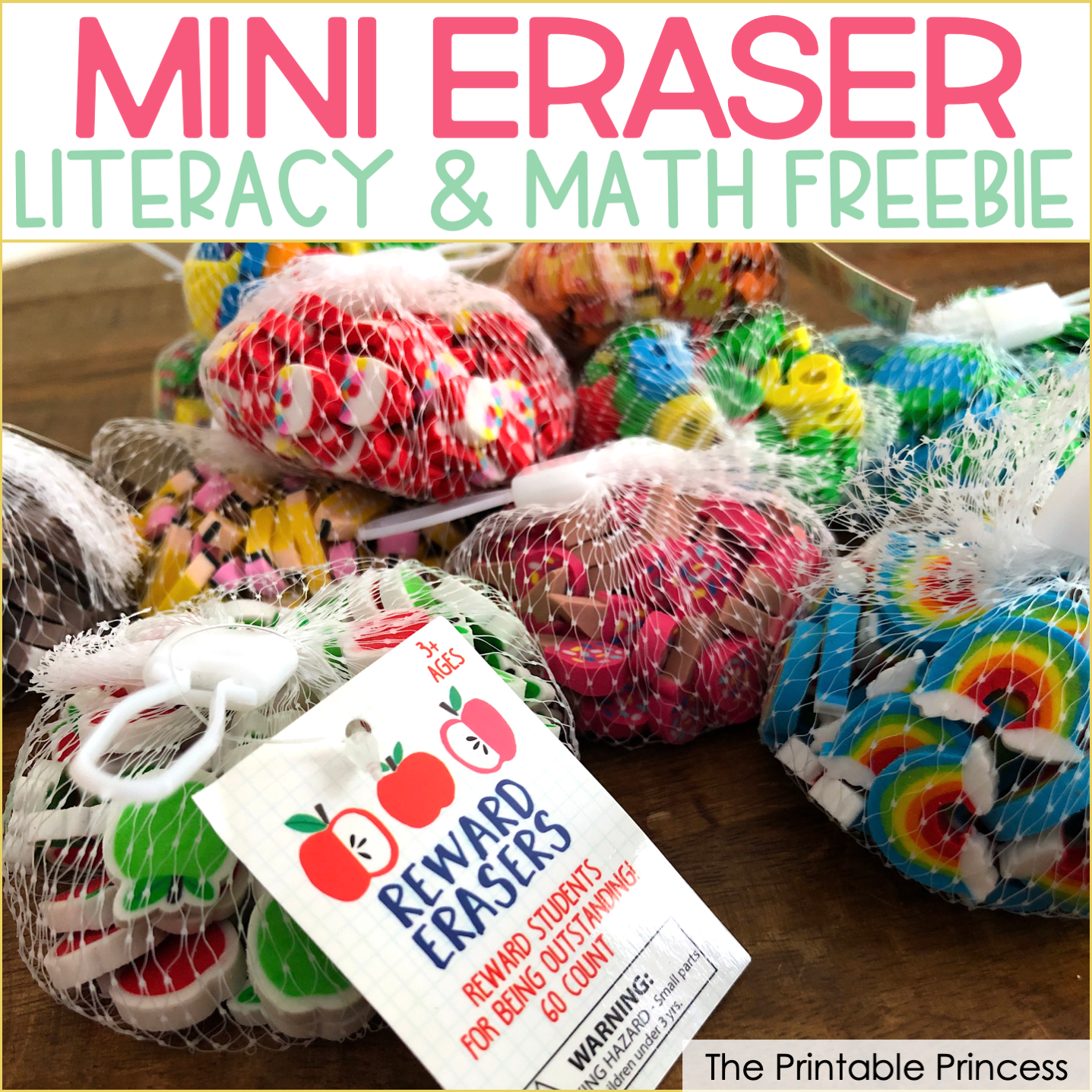 Mini Eraser Freebies for Kindergarten