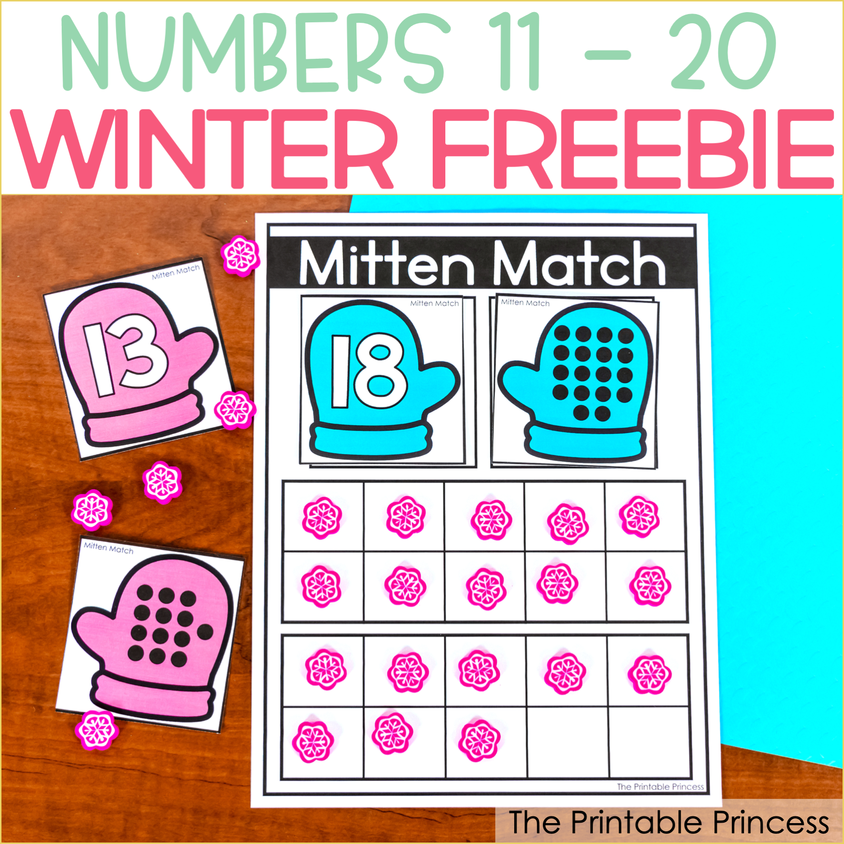 Mitten Match Teen Numbers Freebie