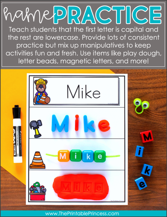 Name writing activities for kindergarten