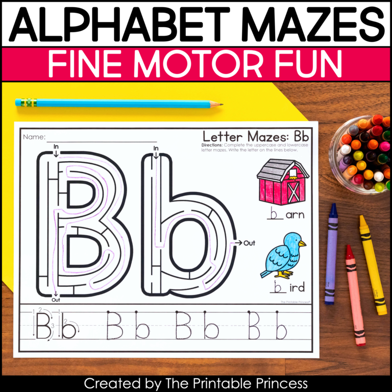 Alphabet Maze Worksheets | Fine Motor Alphabet Tracing Activity