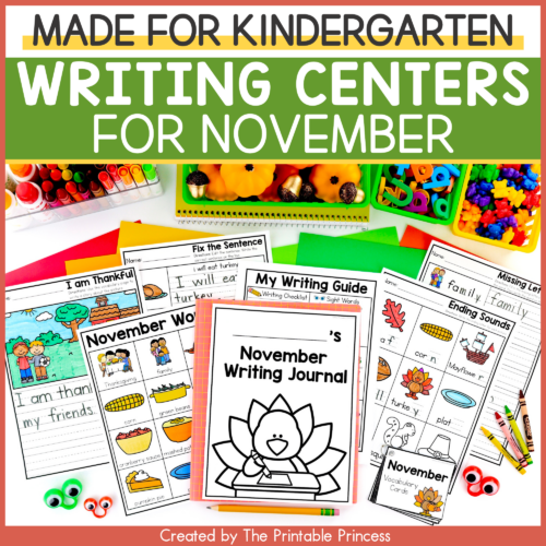 November Writing Centers for Kindergarten