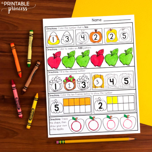 October morning work for Kindergarten math