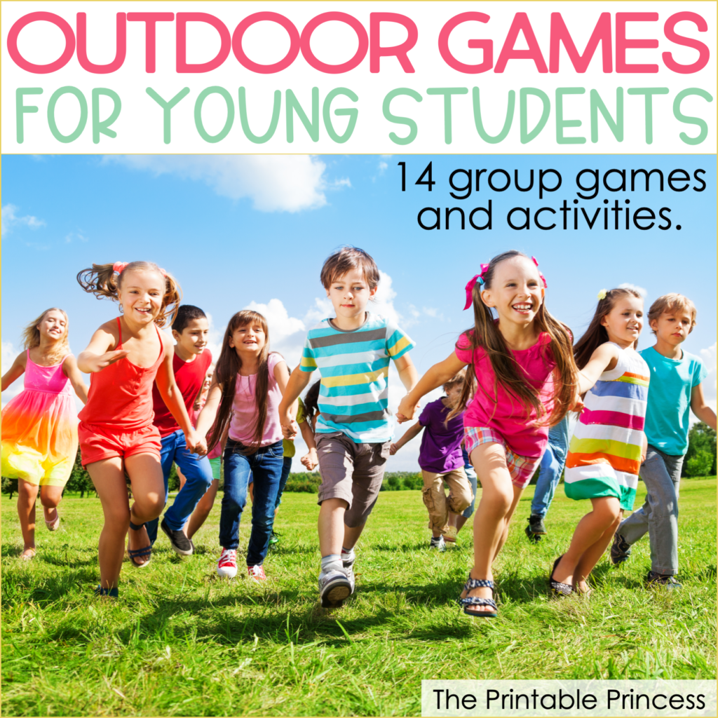 Spring is a perfect time to get outside and play with your students! Are you looking for some fun group activities to help get the wiggles out and enjoy the fresh air and warm sunshine? Check out these 14 ideas for fun outdoor games for kids. These outdoor games are perfect for a large group of kindergarten and first grade students.