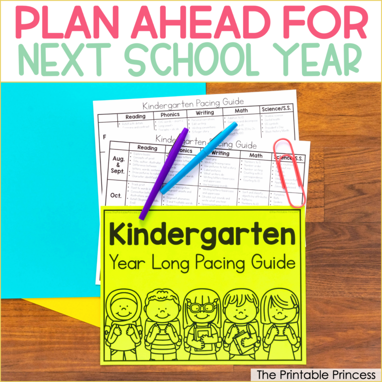 Free Kindergarten Pacing Guide