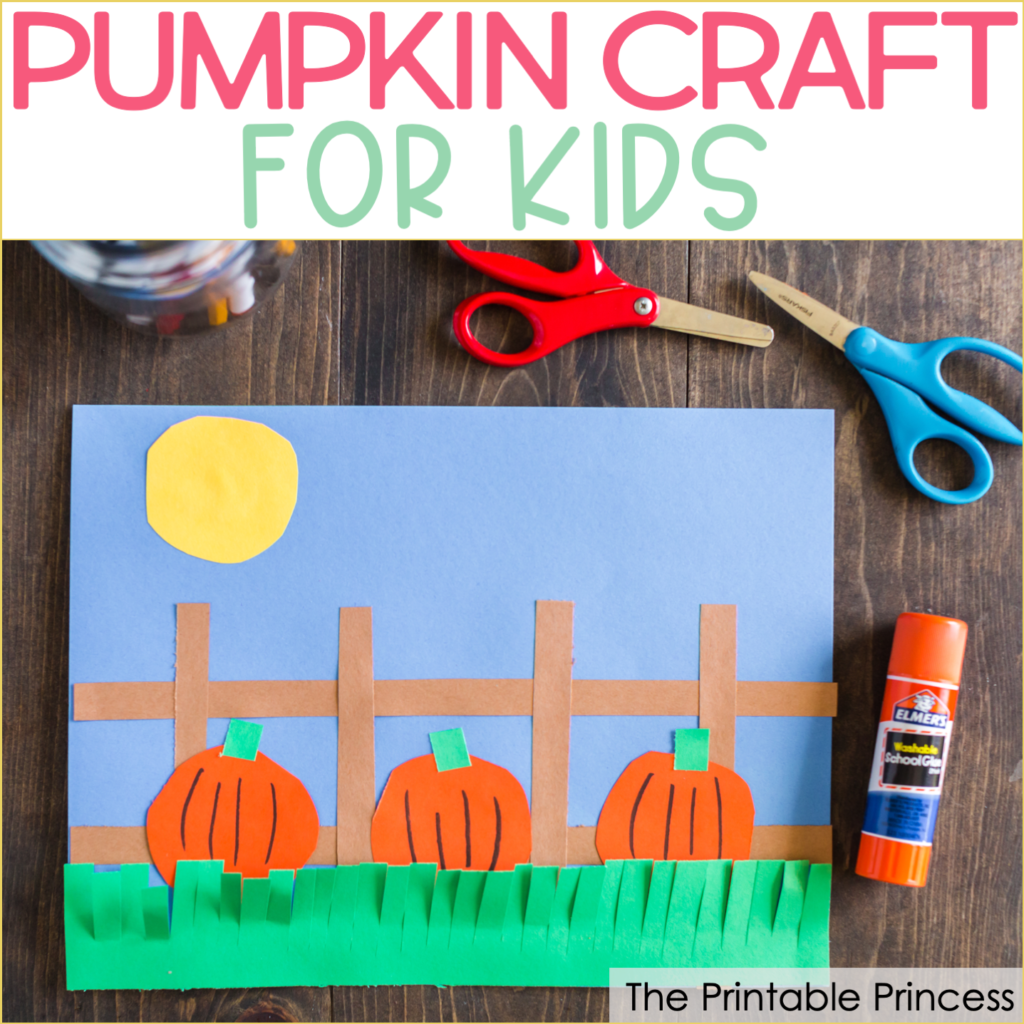 This DIY pumpkin patch makes a great fall craft for kids idea! It is perfect for kindergarten and first grade students. Not only will students practice fine motor skills, but they will also practice listening and following directions as they complete this fall craft. There's no tracers needed for this pumpkin craft for kids. Students will round corners and cut straight lines - giving each piece of art its on unique look.