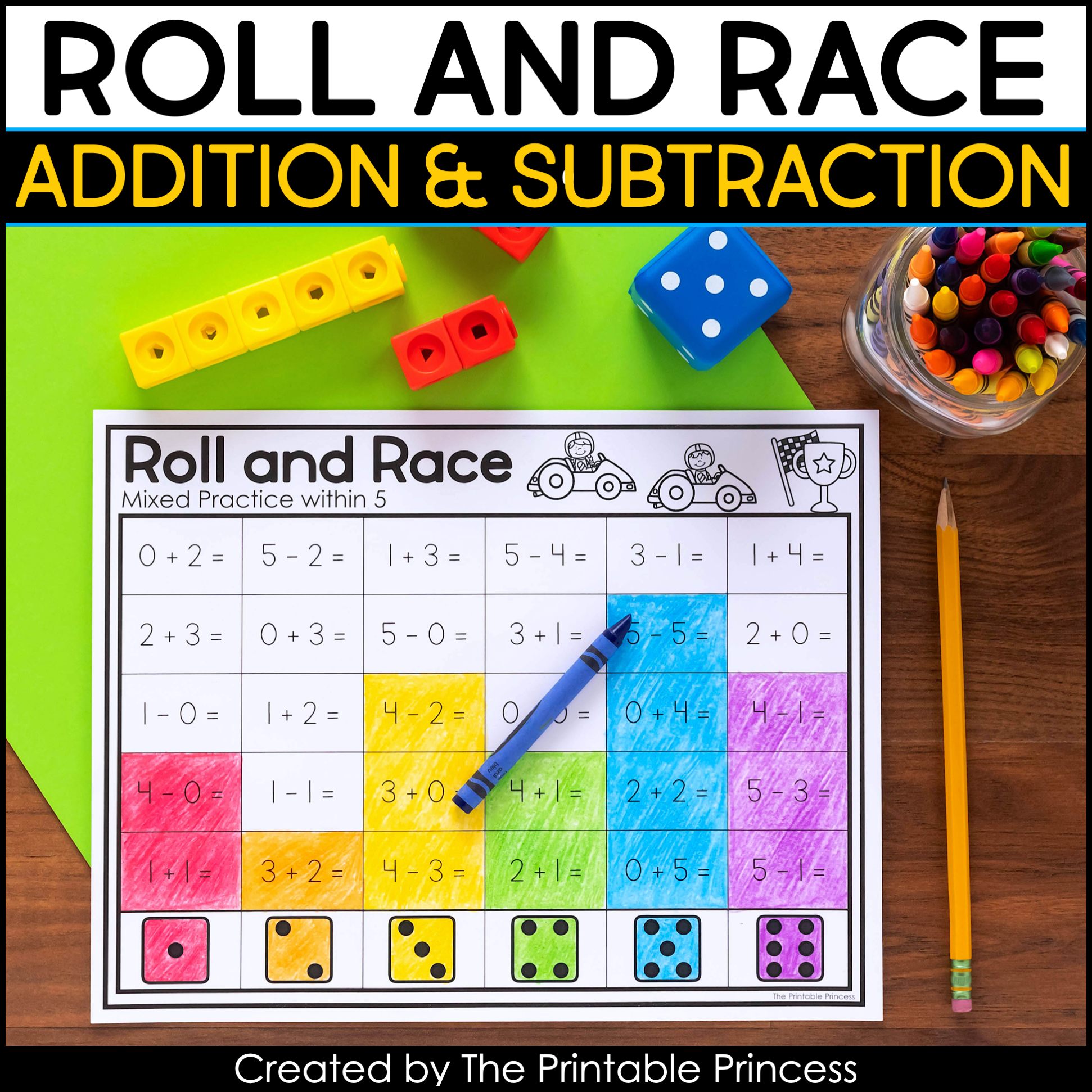 roll-and-race-addition-and-subtraction-dice-games-the-printable-princess