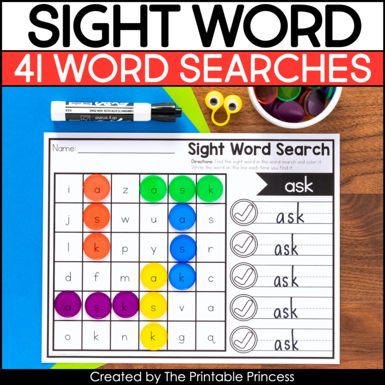 First Grade Sight Word Searches | Set 3