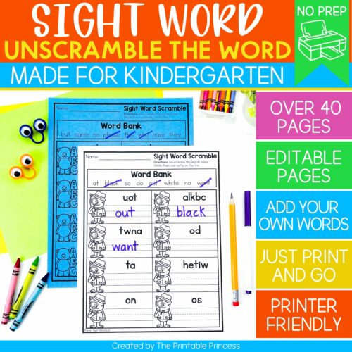 Kindergarten sight word activity