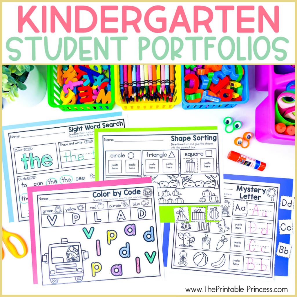 Kindergarten portfolio math and literacy worksheets