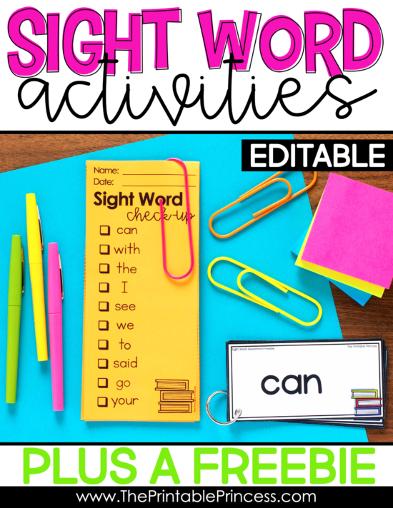 Fun sight word activities that are easy to prep and engaging for students - and are WAY more fun than just memorizing from flashcards! These hands-on sight word activities are perfect for PreK, Kindergarten, and First Grade students. Plus an EDITABLE sight word freebie that will help you monitor and track student progress.