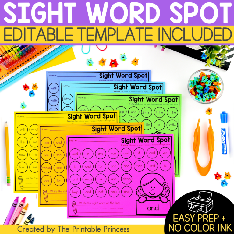 Editable Sight Word Spot | Pre-Primer, Primer, & First Grade