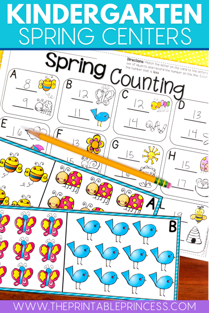 Spring counting center for kindergarten