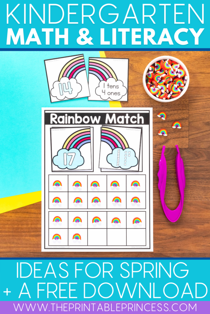 Rainbow match teen number free activity