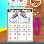 Rainbow match math freebie for kindergarten