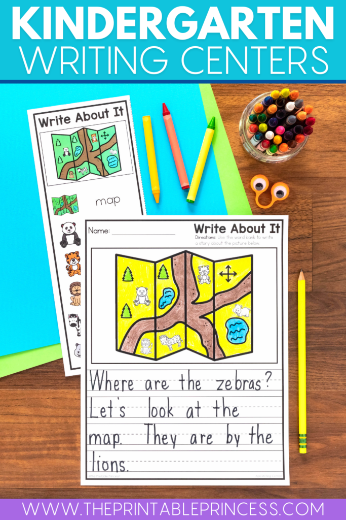 Zoo-themed spring writing centers for kindergarten