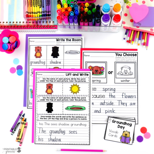 February Writing Centers for Kindergarten