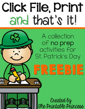 St. Patrick’s Day Math and Literacy No Prep FREEBIE