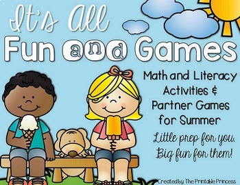 Summer Activities and Partner Games for Kindergarten {Includes Math & Literacy}