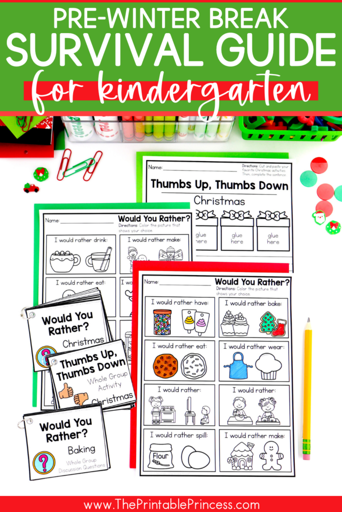 kindergarten learning games for the week before winter break