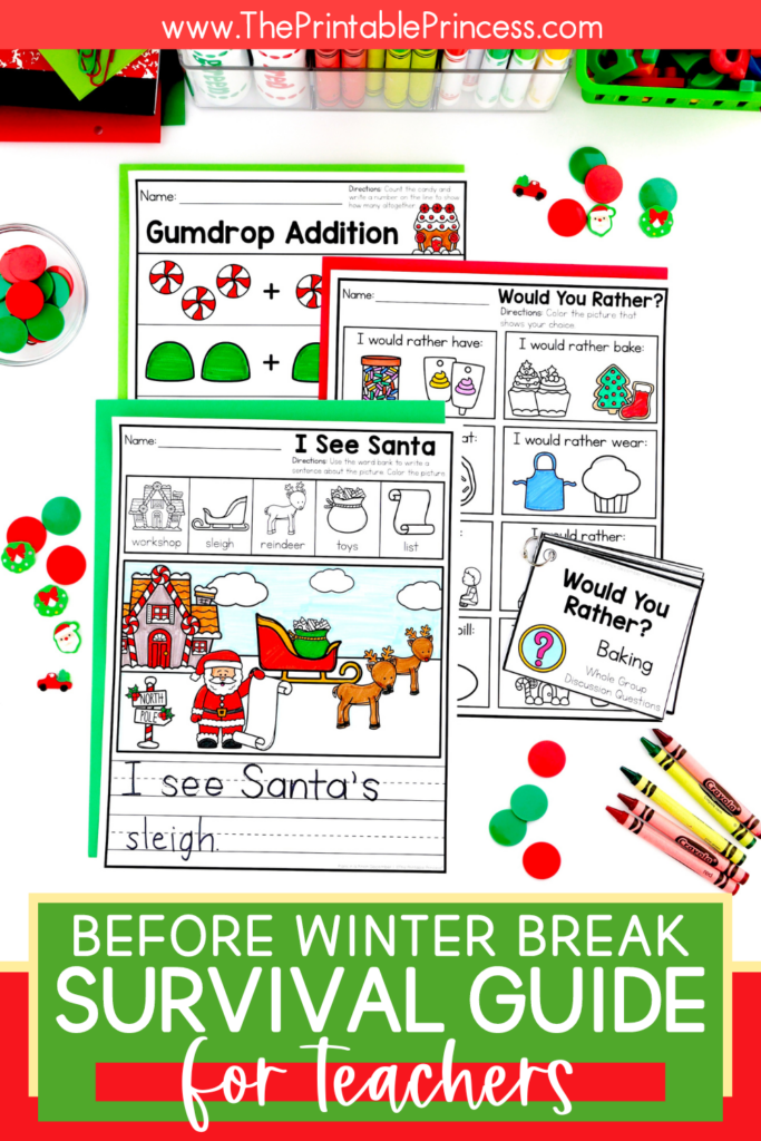 kindergarten activities for the week before winter break