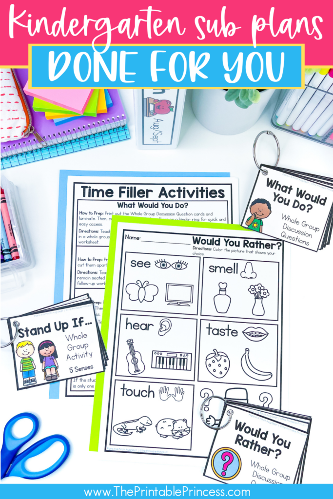 time filler games for kindergarten sub plans