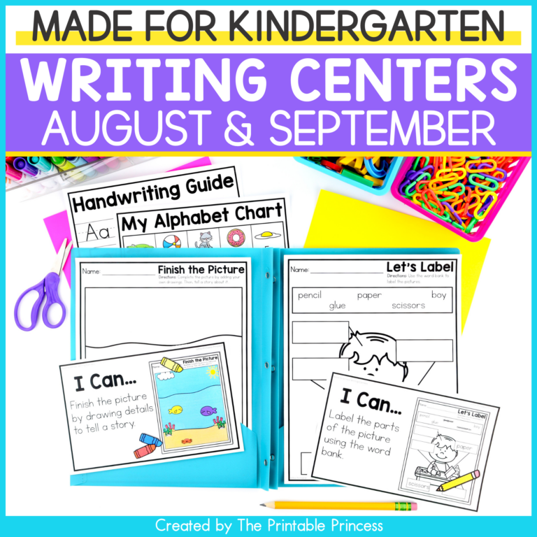 Back to School Kindergarten Writing Centers | August & September