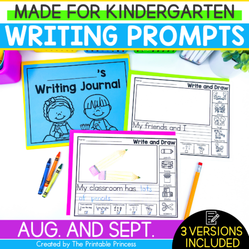 August & September Sentence Starter Writing Prompts for Kindergarten